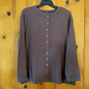 Reference Point Knit Cotton Blend Snap Button Cardigan